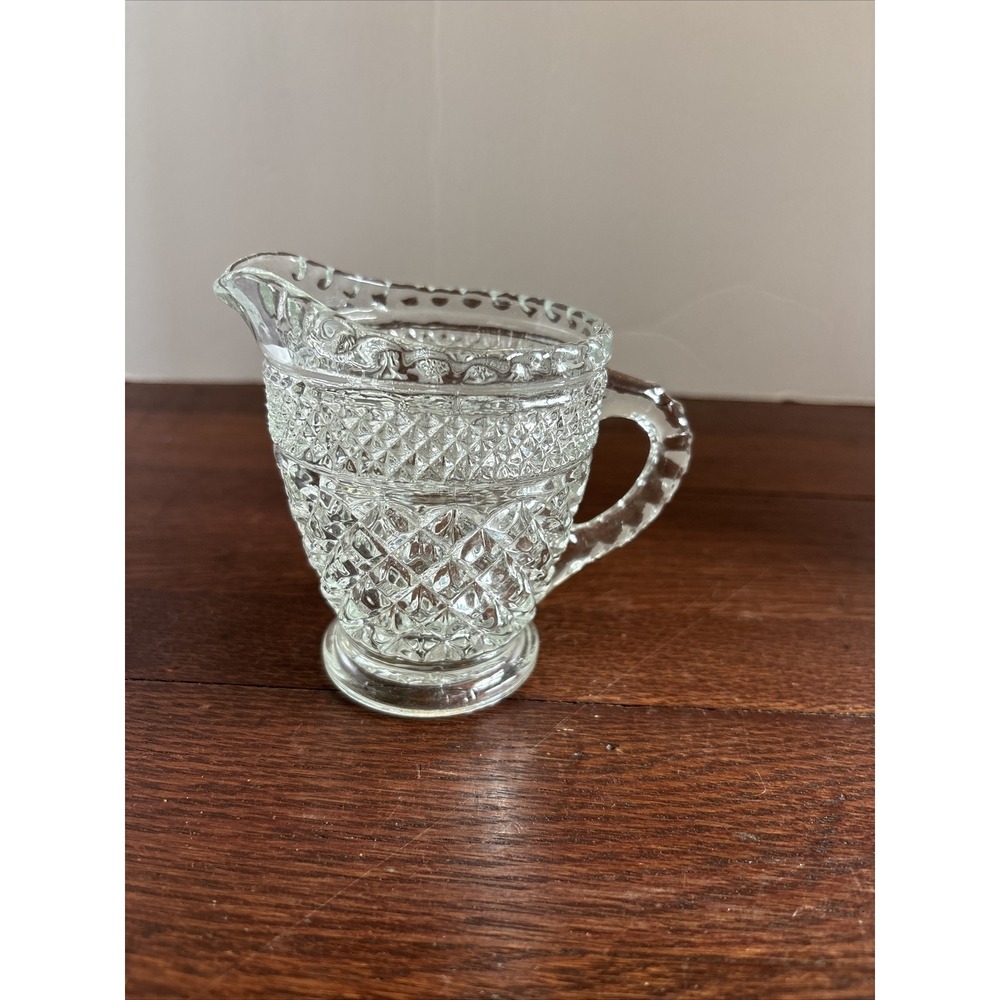 Vintage Wexford Anchor Hocking Glass Creamer Diamond Point Criss-Cross Pattern